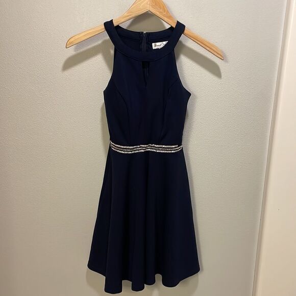 Emerald Sundae woman’s dark navy blue dress with embellished diamonds - Picture 2 of 16